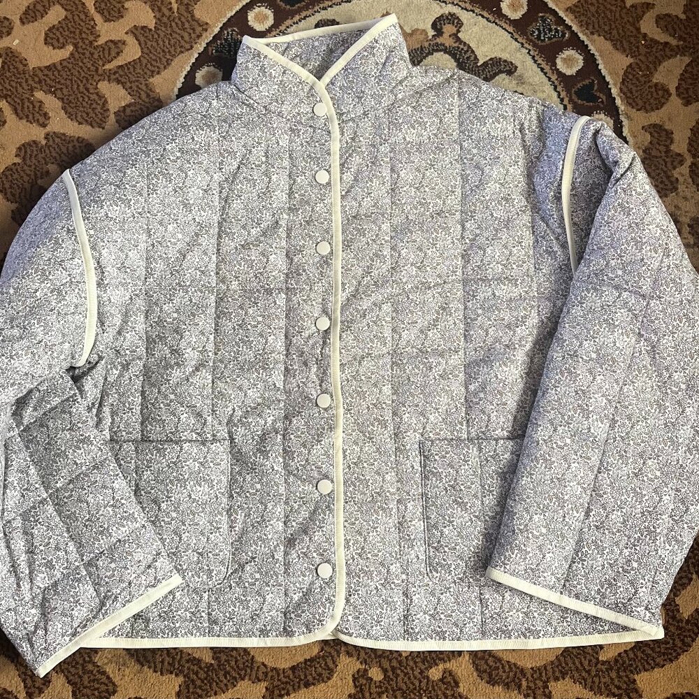Light Grey Floral Print Button up Jacket
